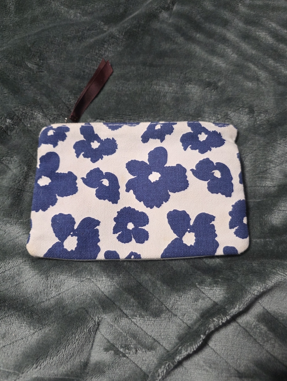 ipsy Blue Floral Canvas Cosmetic Pouch